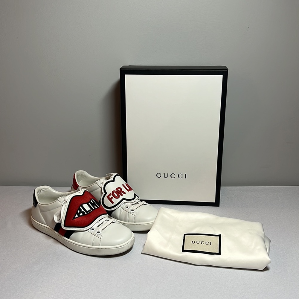 GUCCI Ace Blind for Love Sneakers Size 4.5 - Picture 2 of 15